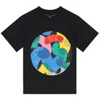 تيشيرت أولاد بالشعار باللون الاسود, 1, hi-res