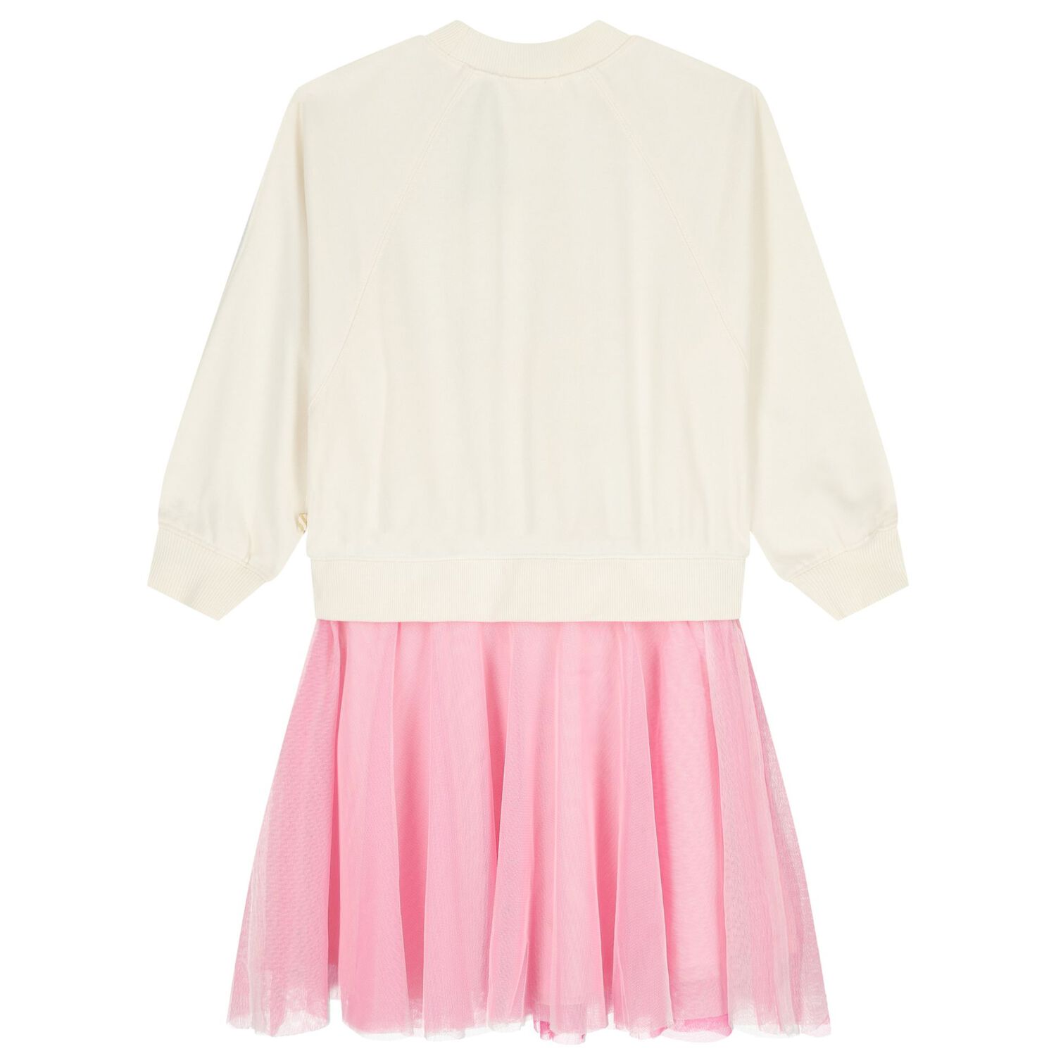 Girls Ivory & Pink Tulle Dress, 1, hi-res
