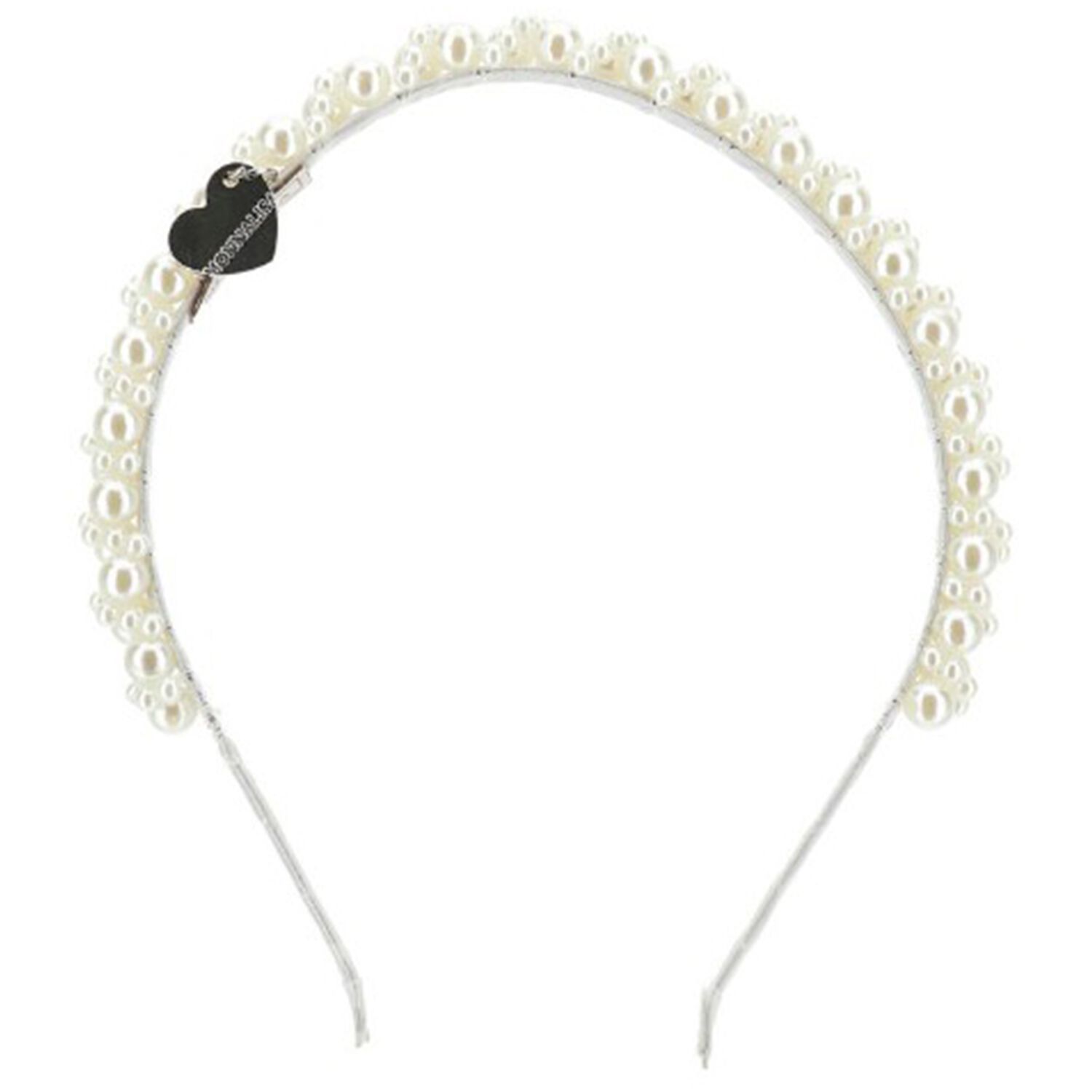 Girls White Embellished Pearl Headband, 1, hi-res