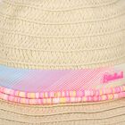 Girls Beige Straw Sun Hat, 1, hi-res