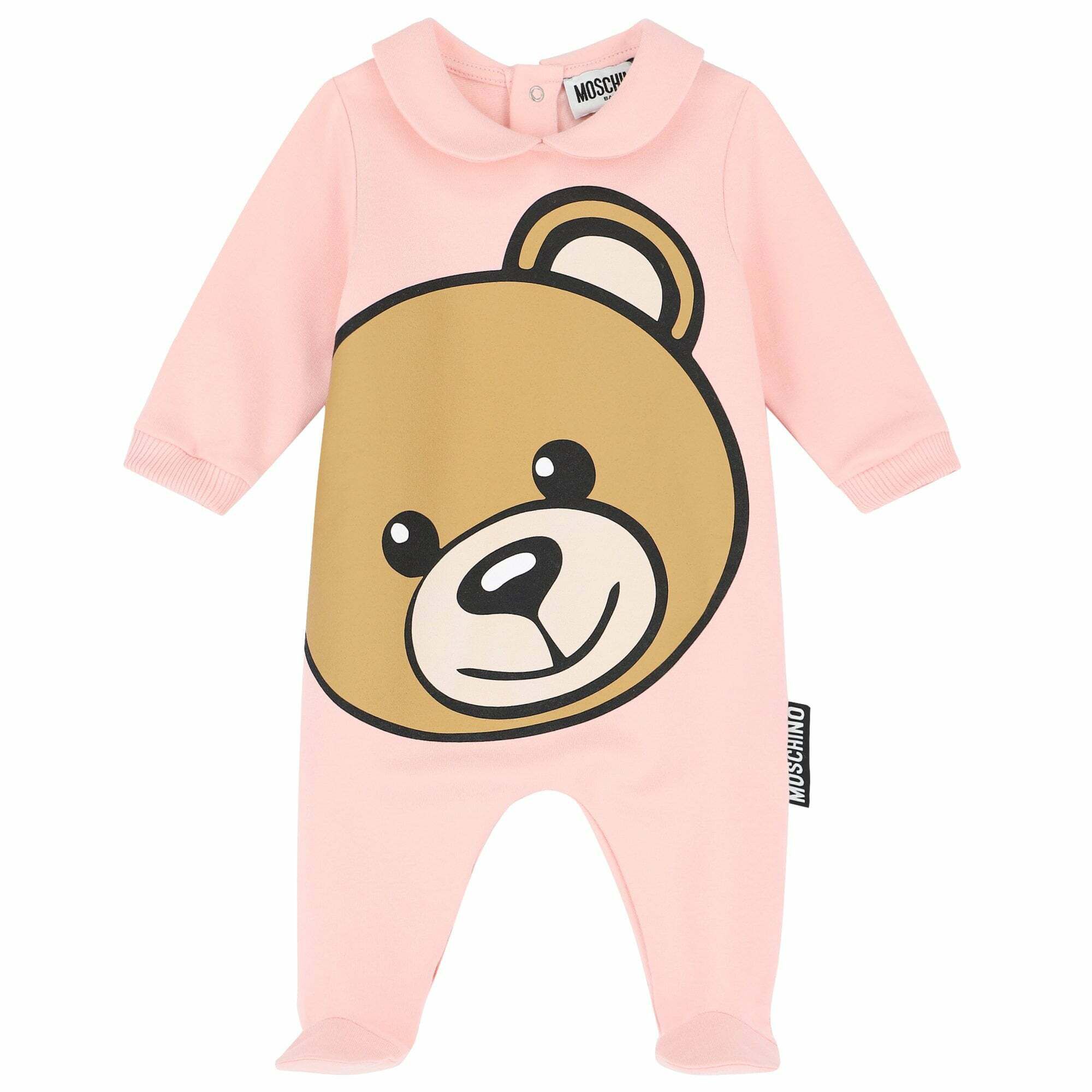 Pink moschino deals baby grow
