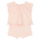 Baby Girls Pink Logo Romper, 1, hi-res