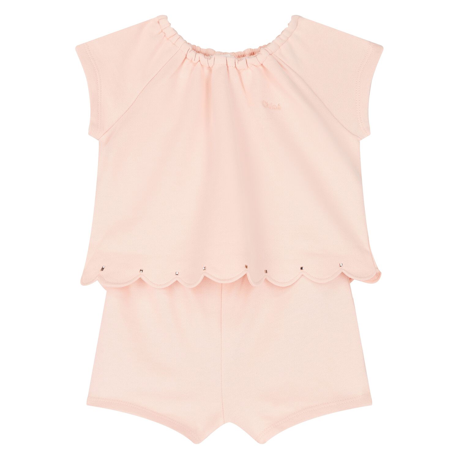 Baby Girls Pink Logo Romper, 1, hi-res