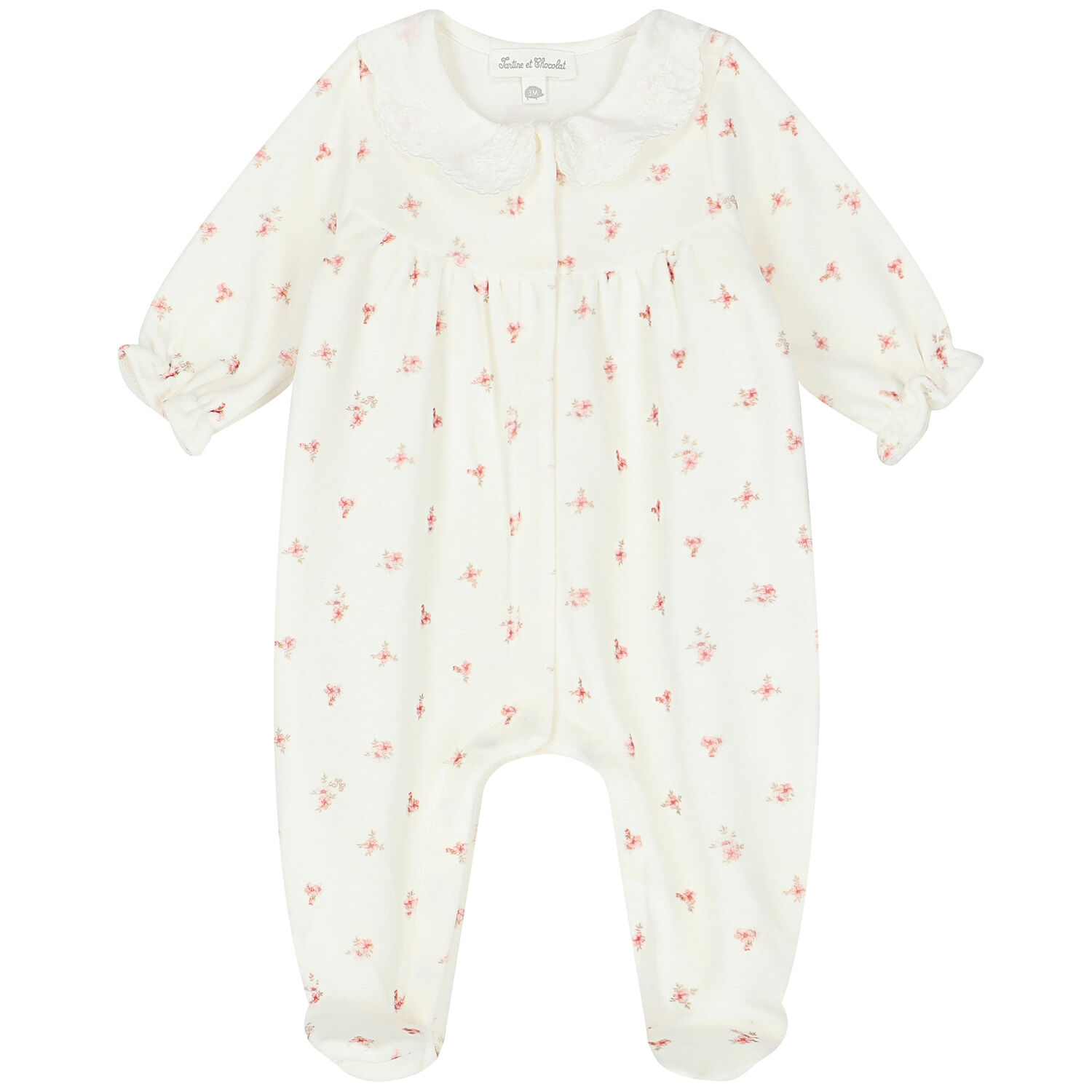 Baby Girls Ivory & Pink Floral Babygrow, 1, hi-res