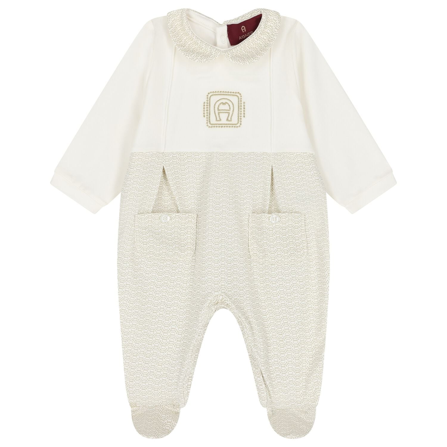 Ivory & Gold Logo Babygrow, 3, hi-res