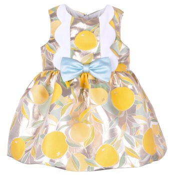 Baby Girls Gold Lemon Jacquard Dress Set