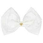 Girls White Bow Hairclip, 1, hi-res