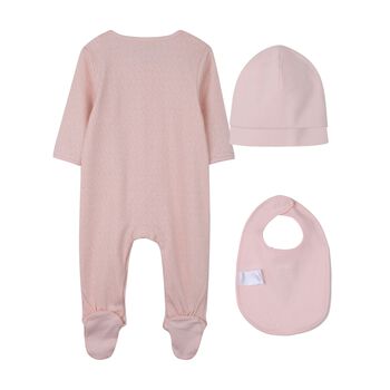 Baby Girls Pink Logo Babygrow Gift Set