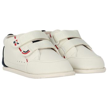 Younger Boys Ivory & Blue Trainers