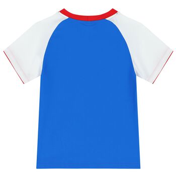 Boys White & Blue Skull T-Shirt Rash Vest