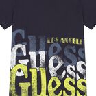 تي شيرت اولاد بالشعار باللون الأزرق الداكن , 2, hi-res