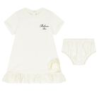 Younger Girls Ivory Logo Dress Set, 1, hi-res