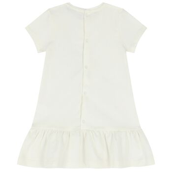 Younger Girls Ivory Logo Heart Dress