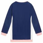 Girls Navy & Pink Logo Sweatshirt Dress, 2, hi-res