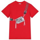 فستان بناتي أحمر بشعار حقيبة, 1, hi-res