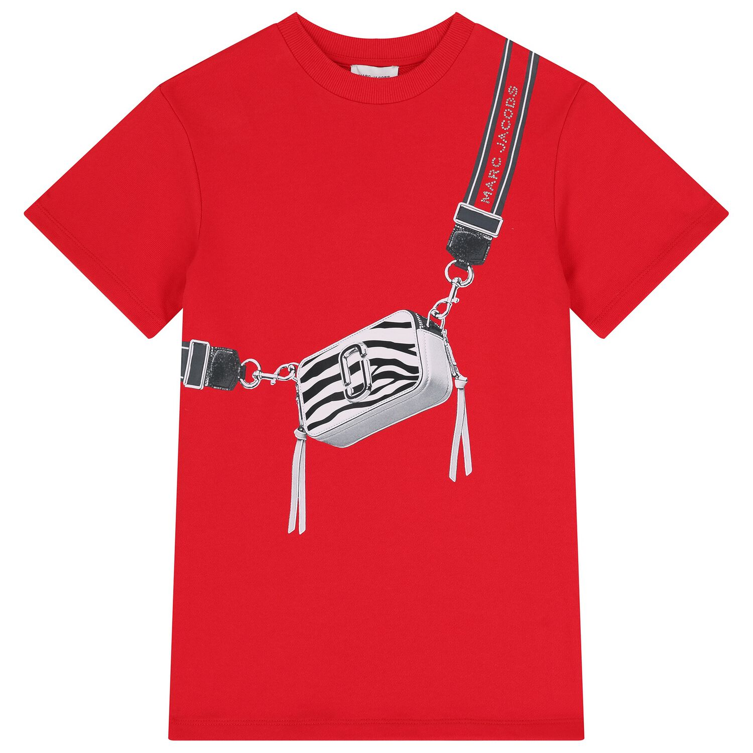 فستان بناتي أحمر بشعار حقيبة, 1, hi-res