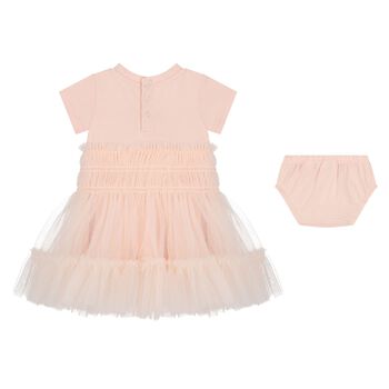 Baby Girls Pink Logo Tulle Dress Set