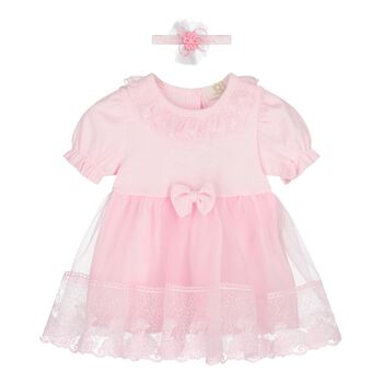 Baby Girls Pink Lace Dress Set