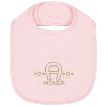 Aigner Baby Girls Pink Logo Bib, 3 Baby Girls Pink Logo Bib
