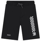Boys Black Logo Shorts, 2, hi-res