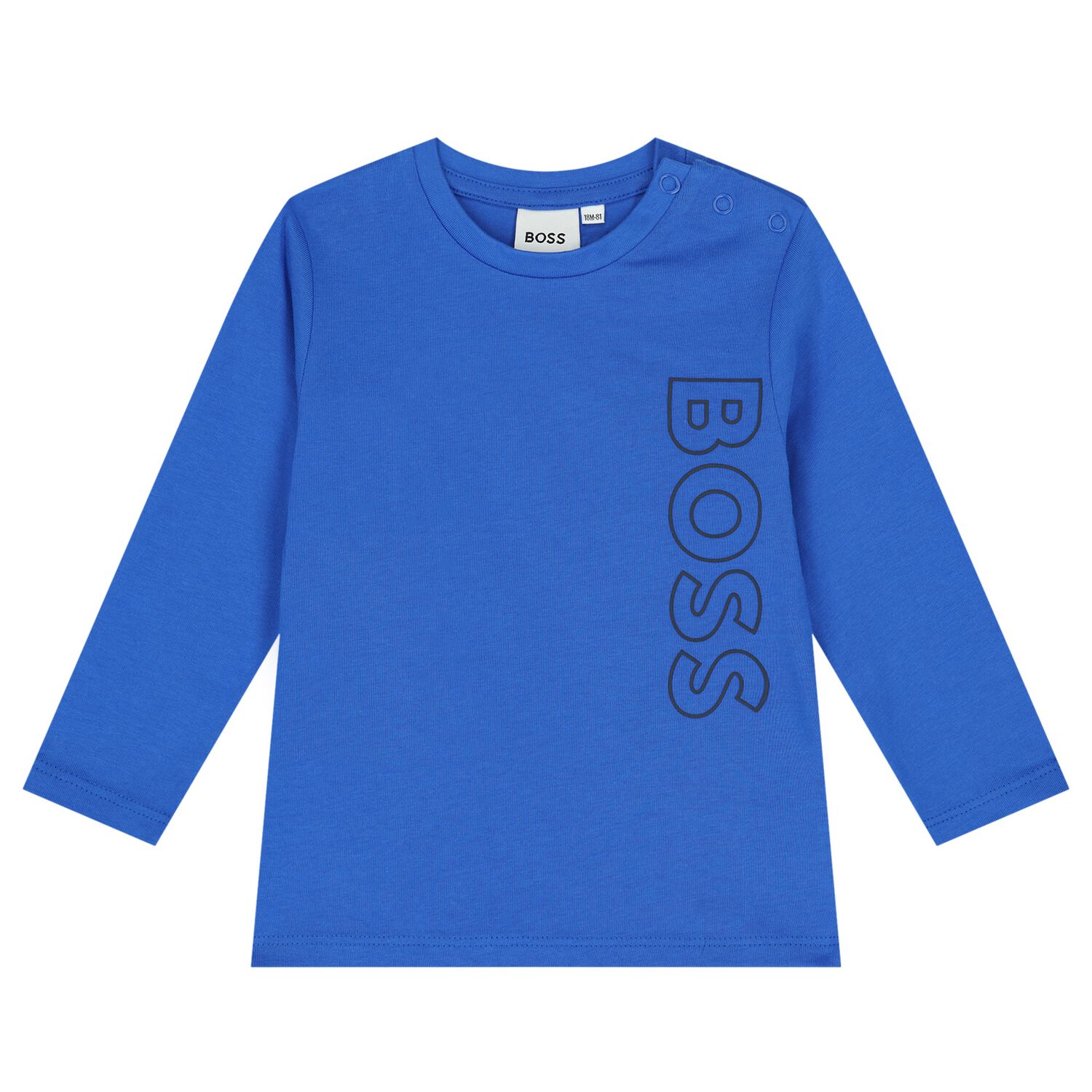 Younger Boys Blue Logo Long Sleeve Top, 2, hi-res