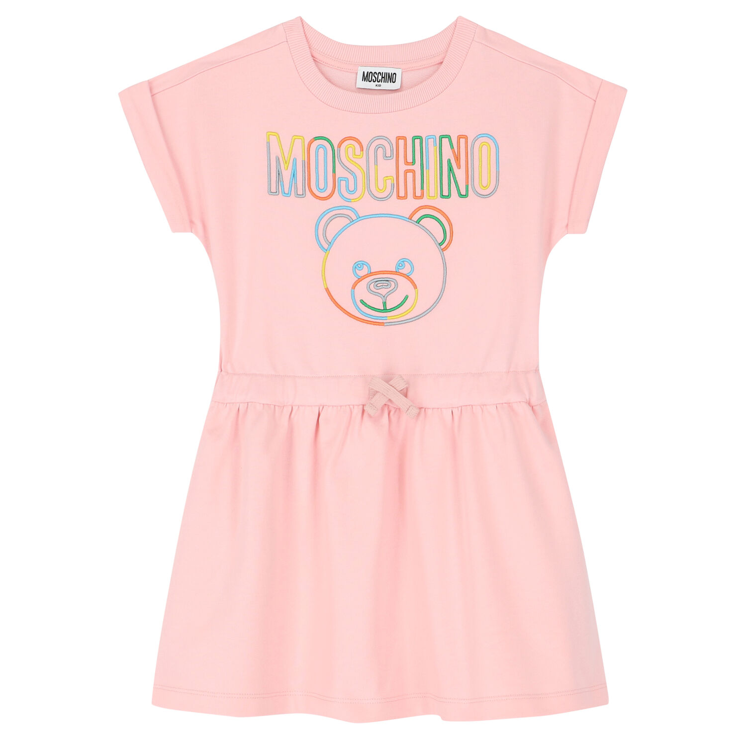 Girls Pink Teddy Logo Dress, 2, hi-res