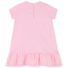 Baby Girls Pink Cotton Jersey Floral Logo Dress, 1, hi-res