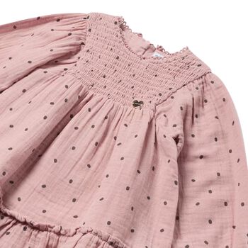 فستان بنات بولكا منقط باللون الوردي