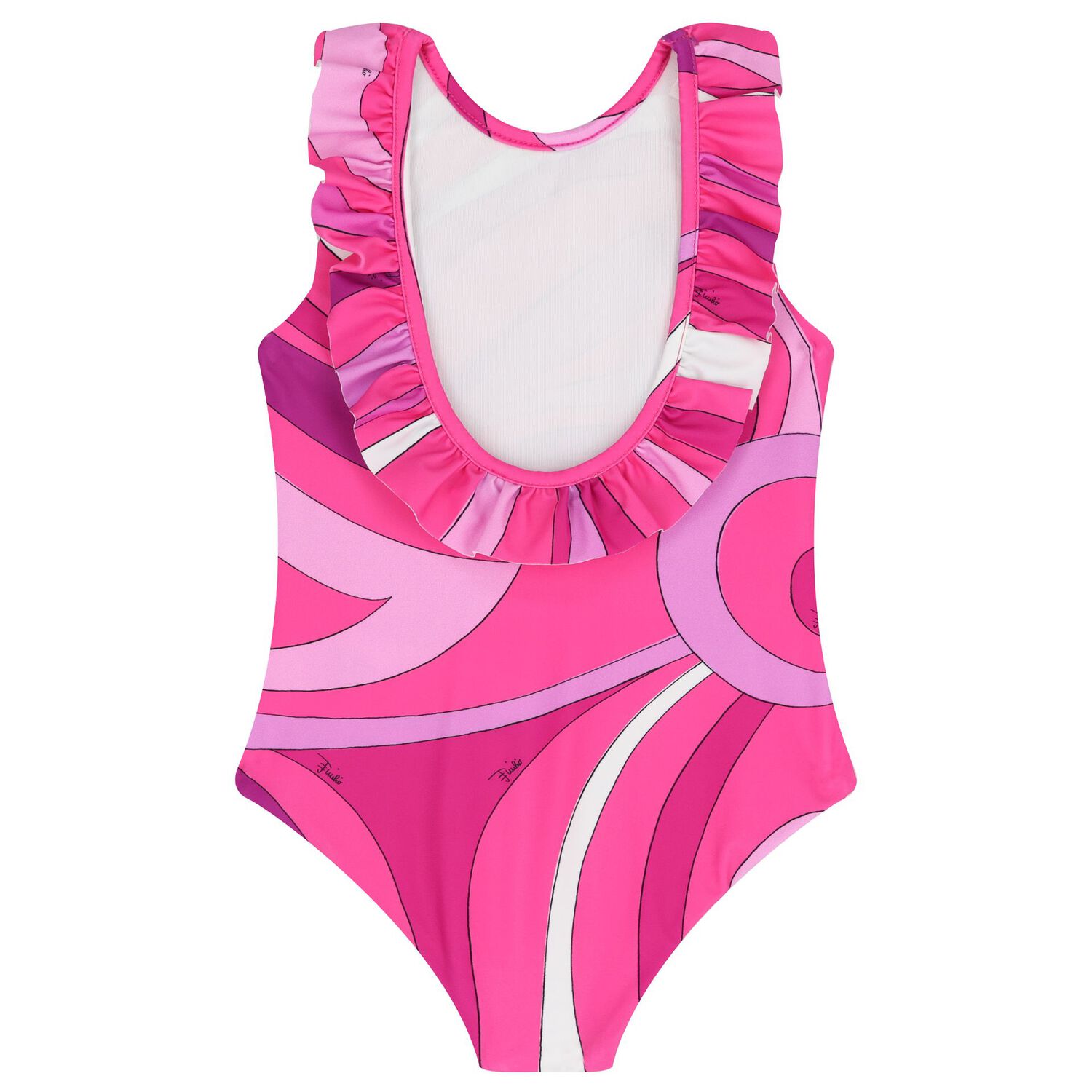 Younger Girls Pink & Purple Ruffled Swimsuit, 1, hi-res