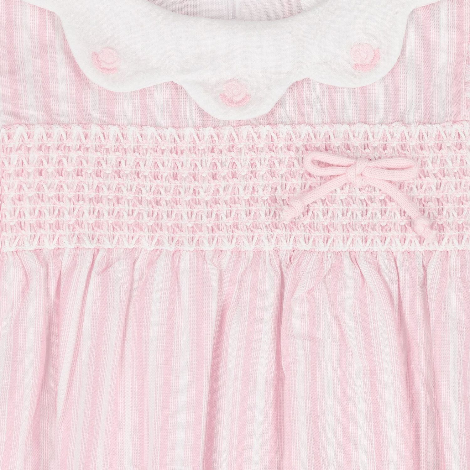 Baby Girls White & Pink Striped Romper, 1, hi-res