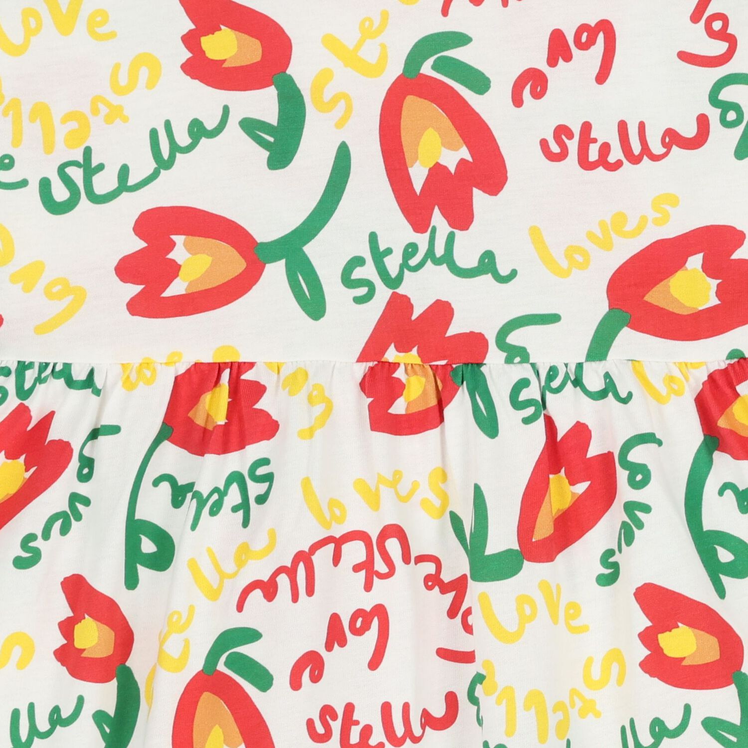 فستان بناتي باللون الأبيض مزين بشعار زهري, 1, hi-res