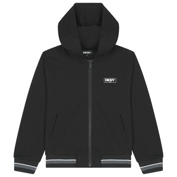 توب اولاد هودى بسحاب بالشعار باللون الاسود 