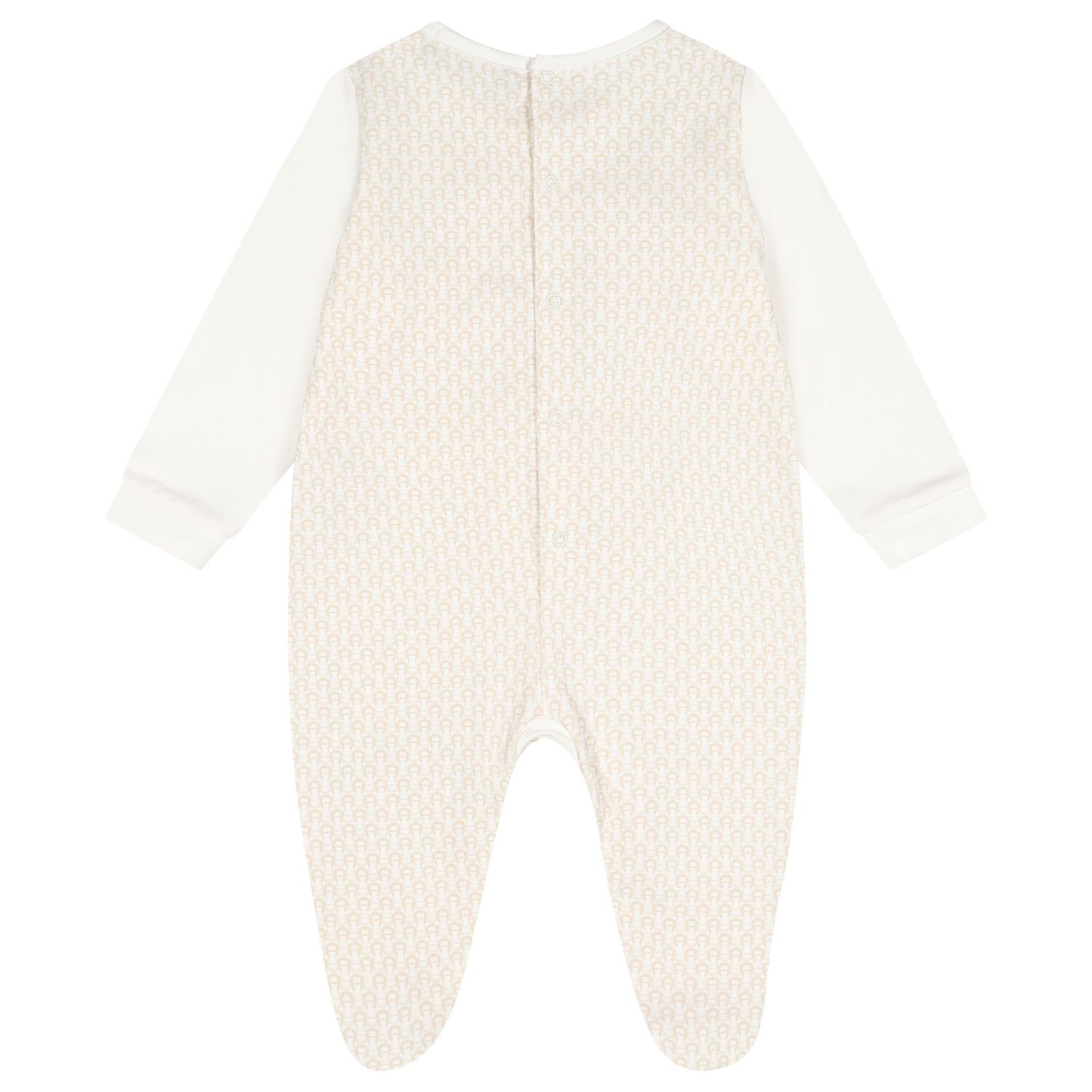 Ivory & Beige Teddy Bear Logo Babygrow, 1, hi-res