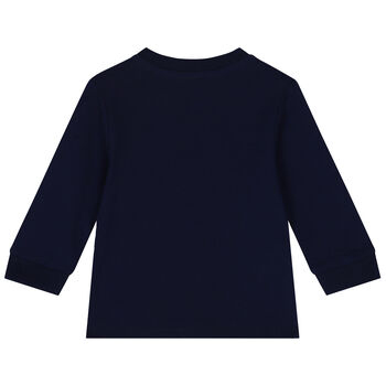 Baby Boys Navy Blue Polo Bear Long Sleeve Top