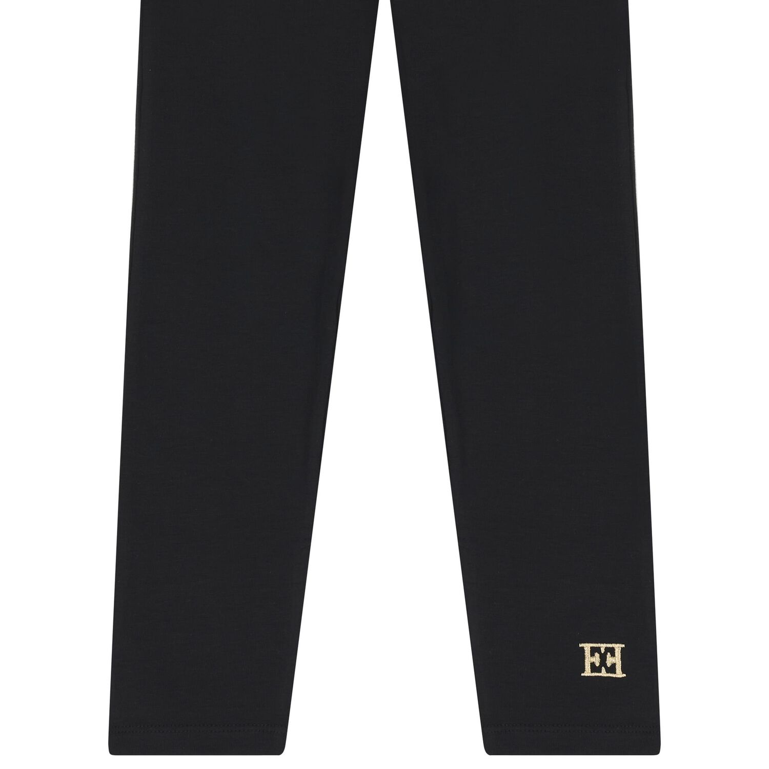 Girls Black & Gold Logo Leggings, 1, hi-res
