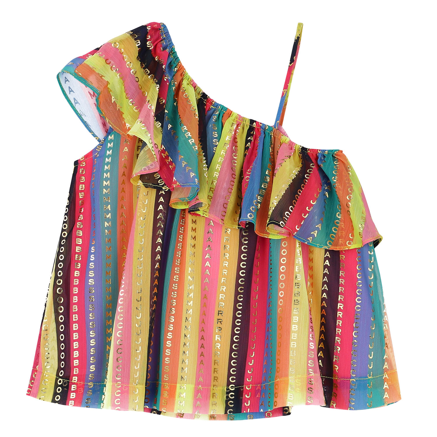 توب بالشعار مخطط باللون الذهبي و الوردي للبنات , 1, hi-res