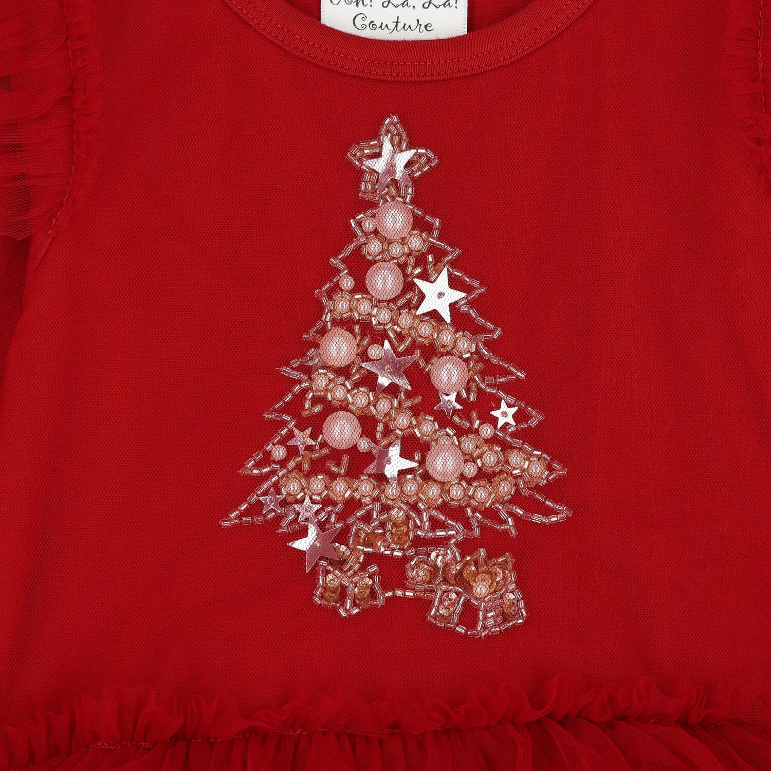 Baby Girls Red Festive Bodysuit Dress, 1, hi-res image number null