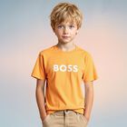Boys Orange Logo T-Shirt, 3, hi-res