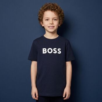 Boys Navy Blue Logo T-Shirt