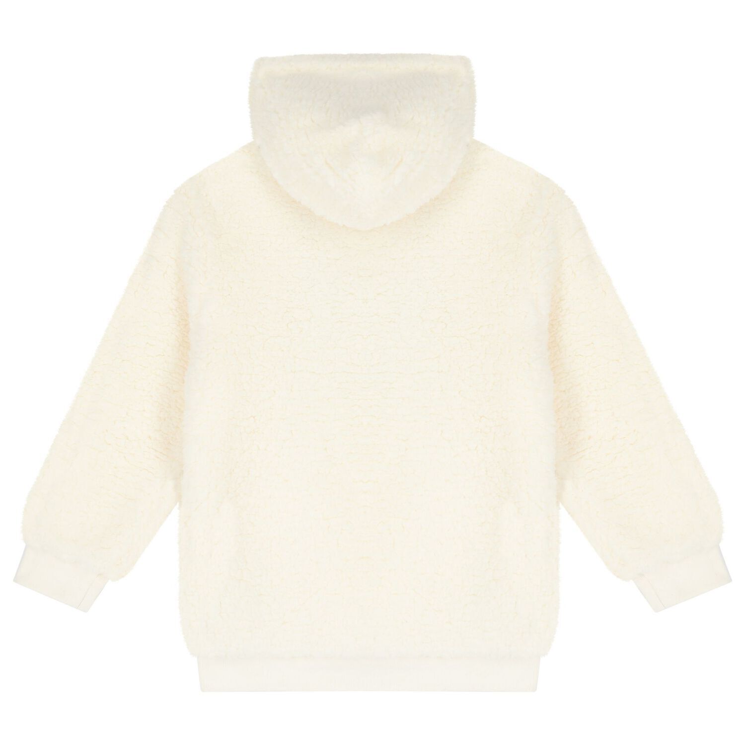 Ivory Teddy Bear Logo Sherpa Hooded Top, 1, hi-res