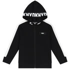 Black & White Logo Hooded Zip Up Top, 1, hi-res