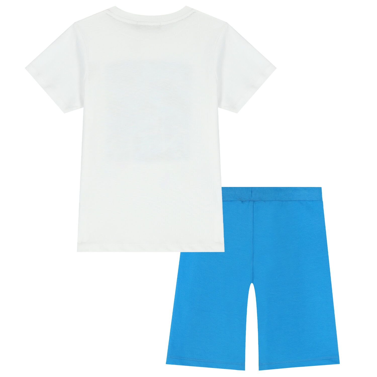 Boys White & Blue Logo Shorts Set, 1, hi-res