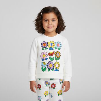 Younger Girls Ivory Flower Sweatshirt