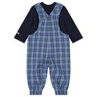 Baby Boys Blue & Navy Blue Dungaree Gift Set, 1, hi-res