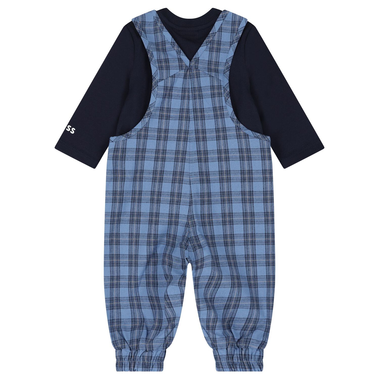 Baby Boys Blue & Navy Blue Dungaree Gift Set, 1, hi-res