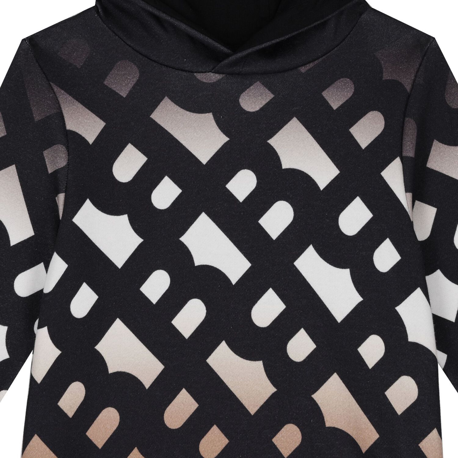 Boys White, Black & Beige Logo Hooded Top, 1, hi-res image number null