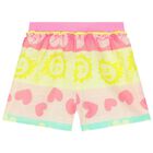 Younger Girls White & Pink Shorts Set, 1, hi-res