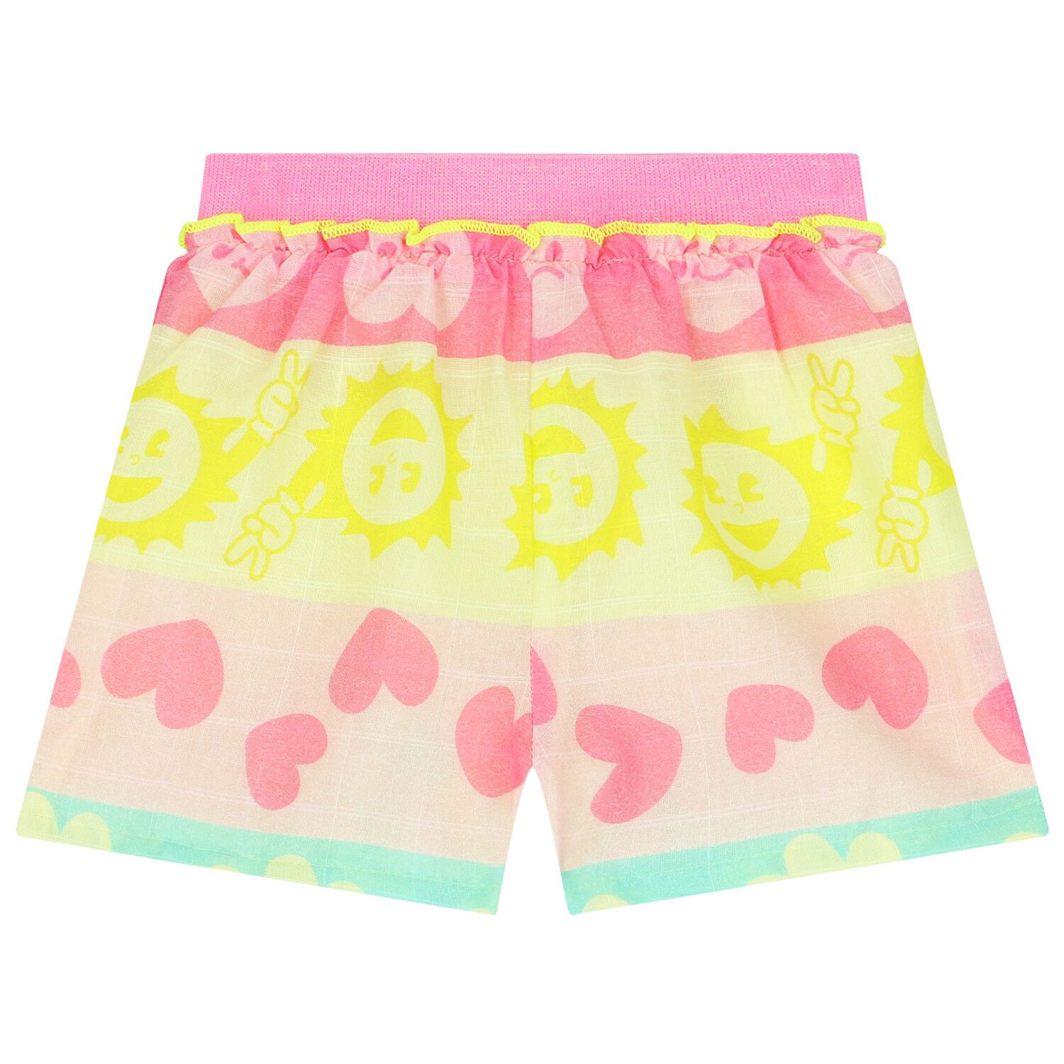 Younger Girls White & Pink Shorts Set, 1, hi-res