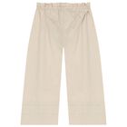 Girls Beige Logo Trousers, 1, hi-res