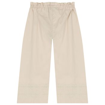 Girls Beige Logo Trousers